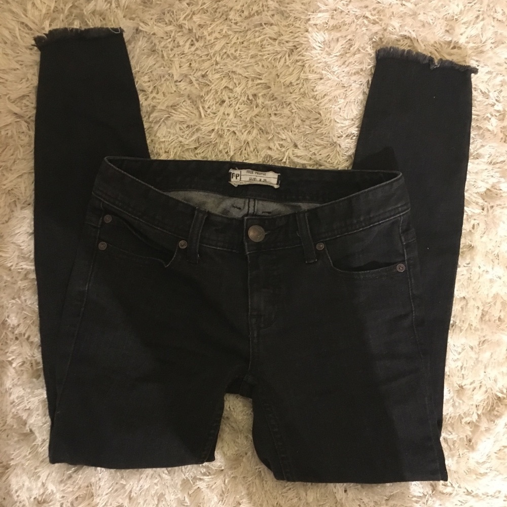 Free People Black Jeans with Ripped Jeans